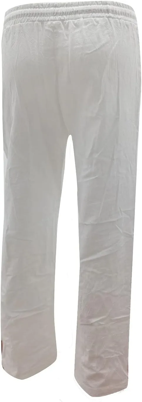 Women Linen Pants Beach Wide Leg Drawstring Joggers Cotton Loose Gauze Pants Summer Cute Causal Lightweight Trousers