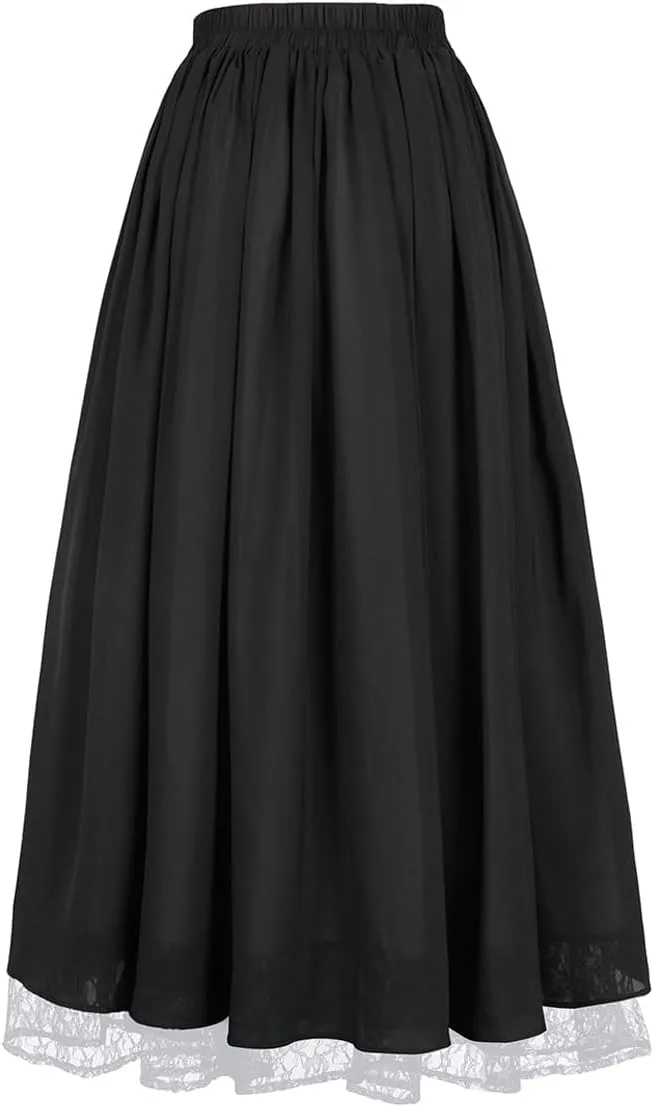 Women Medieval Skirt Renaissance Skirt Darkness Maxi Long Skirt Floor Length Skirts