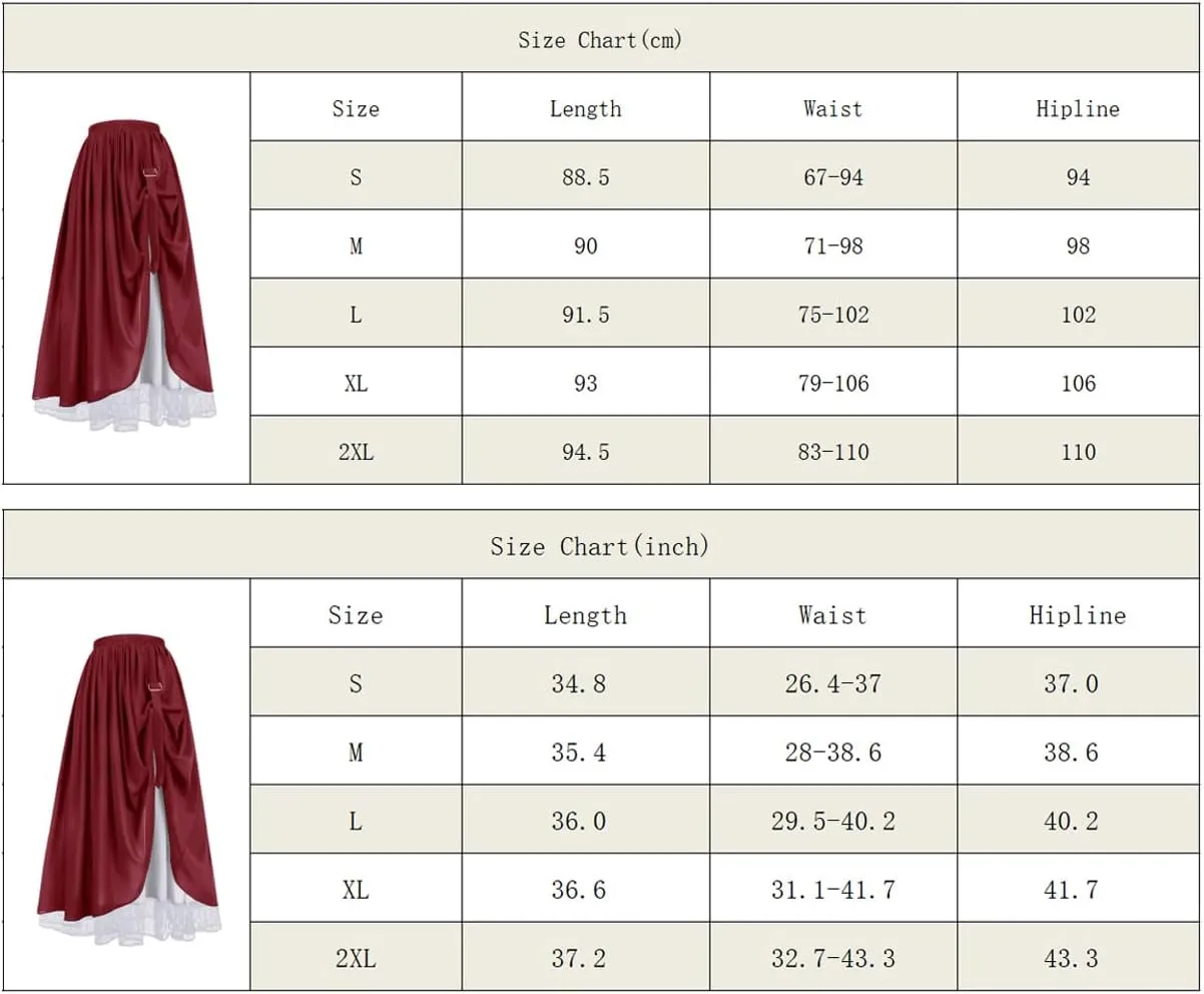 Women Medieval Skirt Renaissance Skirt Darkness Maxi Long Skirt Floor Length Skirts