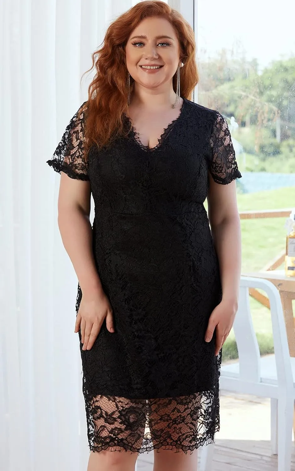 Women Sexy Summer Plus Size Bodycon Wrap Cocktail Lace Dress