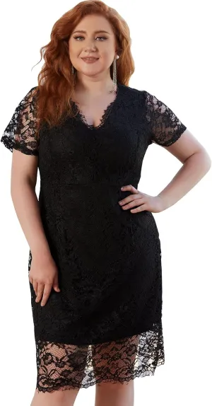Women Sexy Summer Plus Size Bodycon Wrap Cocktail Lace Dress