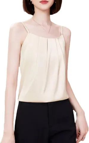 Women Solid Color Sleeveless Thin Shirt Summer Casual Tank Tops Office Lady Business Camisole