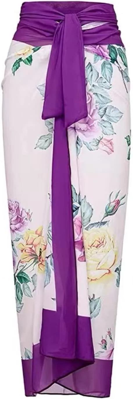 Women Swimwear Two Piece Set Swim Dress Tops Vintage Print Swimsuit Monokini Bikini Set