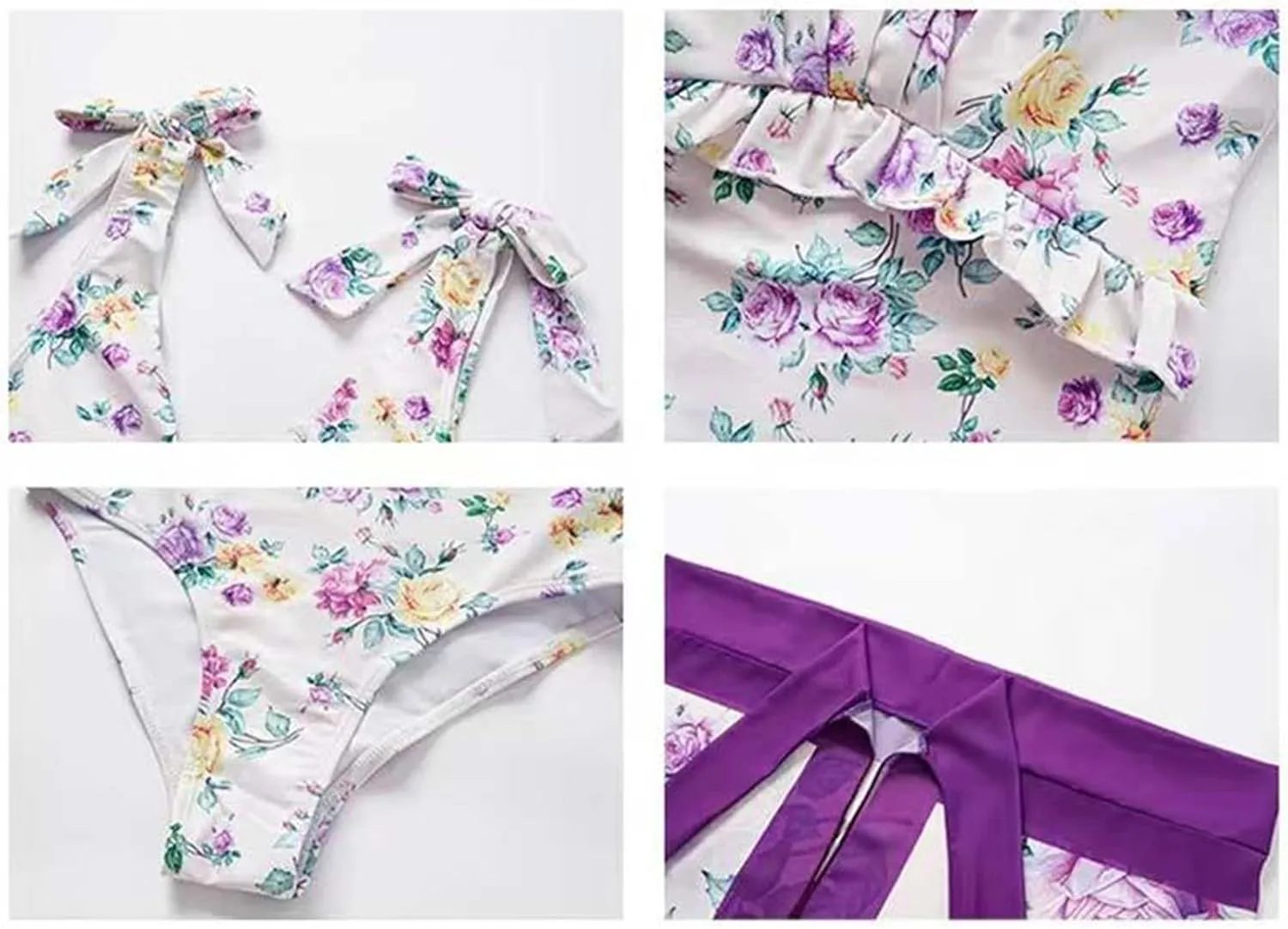Women Swimwear Two Piece Set Swim Dress Tops Vintage Print Swimsuit Monokini Bikini Set