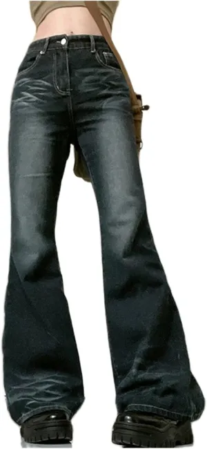 Women Y2K Baggy Jeans Star Print High Waist Wide Leg Denim Pants Vintage 90s Straight Leg Distressed Grunge Trousers