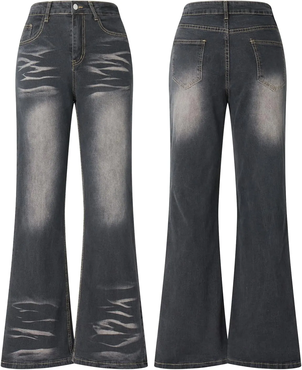 Women Y2K Baggy Jeans Star Print High Waist Wide Leg Denim Pants Vintage 90s Straight Leg Distressed Grunge Trousers