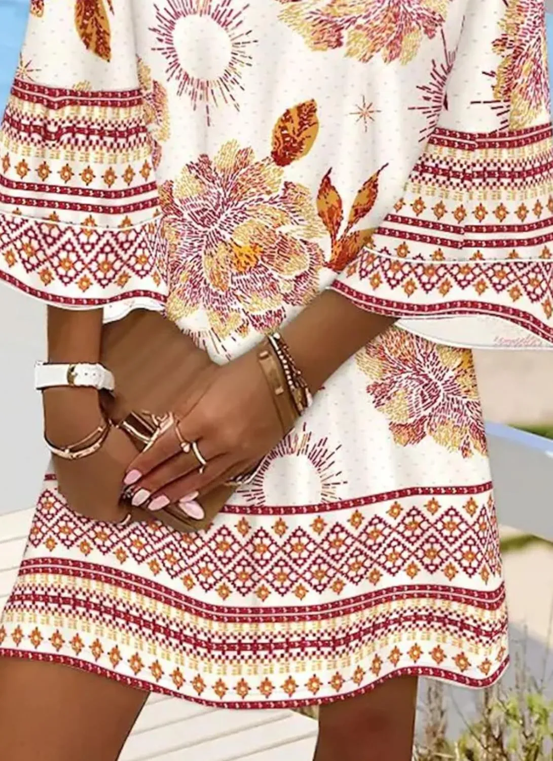 Womens 2025 Fashion Printed V-Neck Bubble Sleeve Dress Spring Summer Trendy Outfits