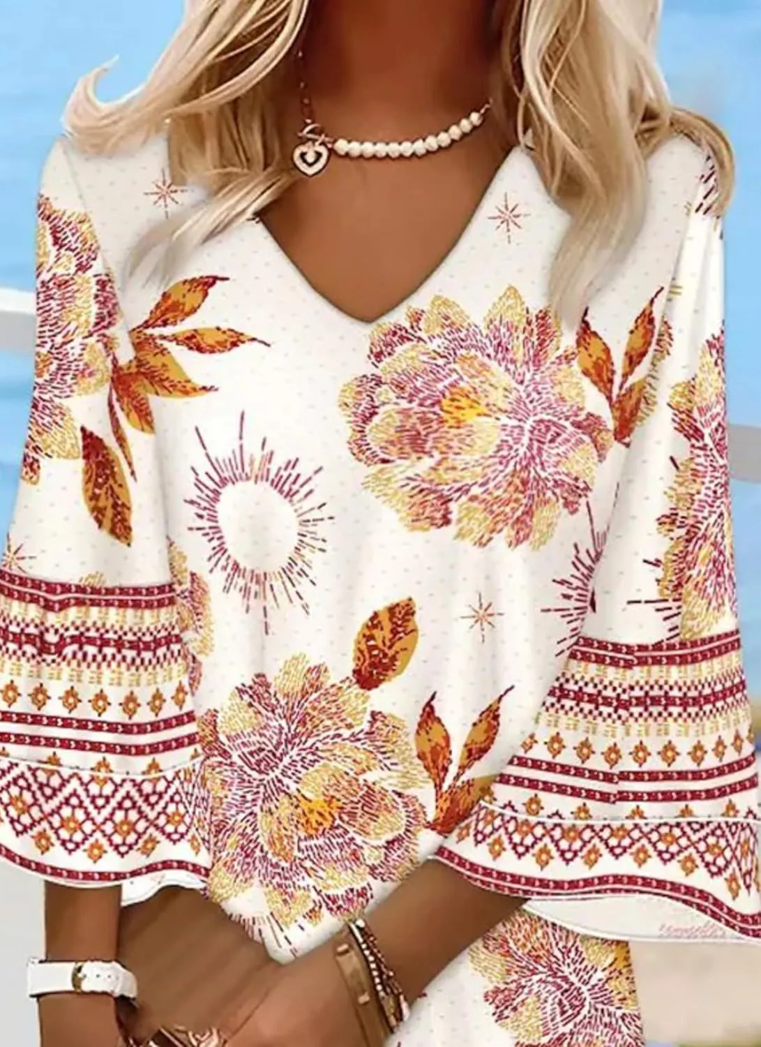 Womens 2025 Fashion Printed V-Neck Bubble Sleeve Dress Spring Summer Trendy Outfits