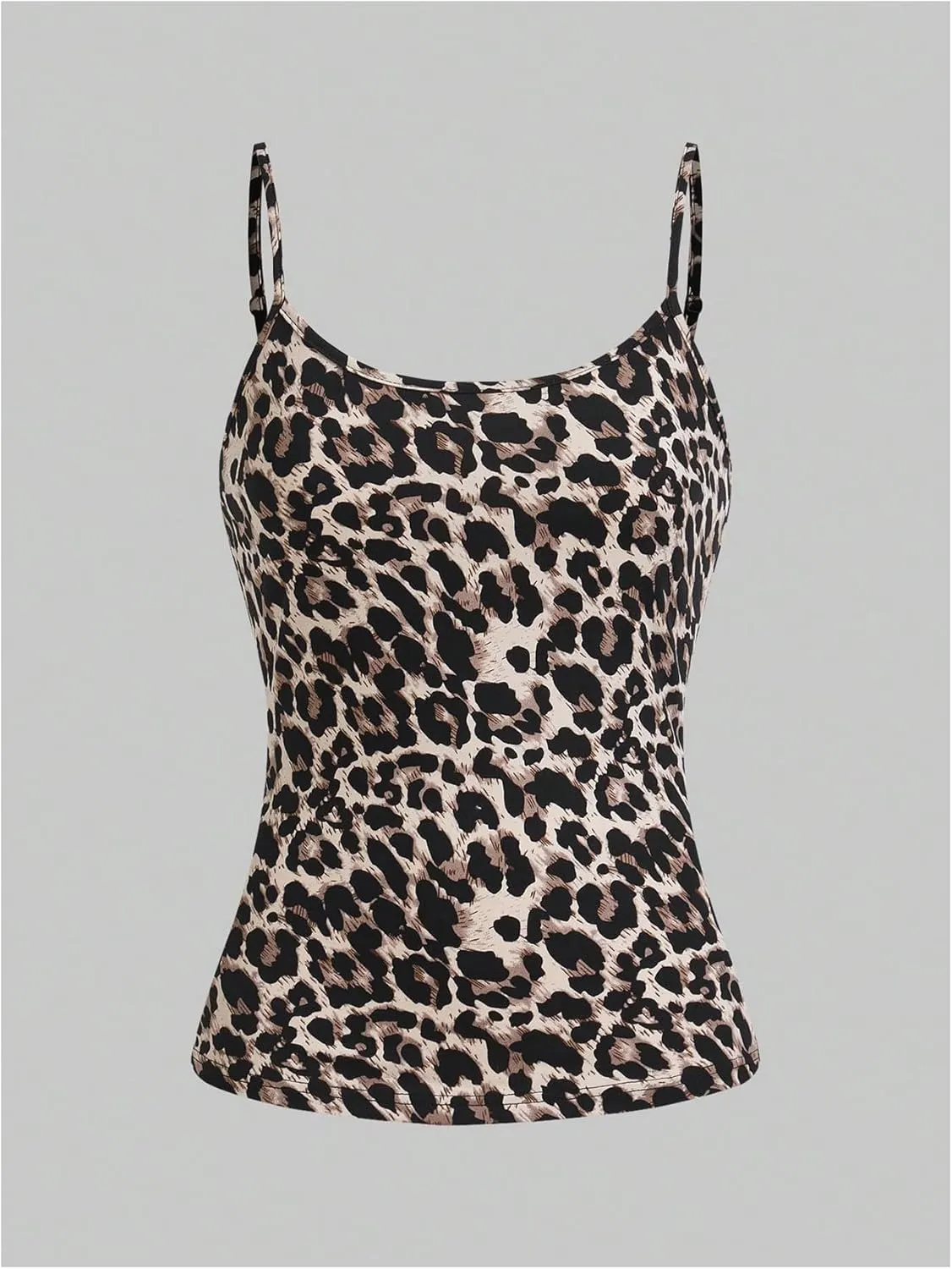 Women's 3 Pack Leopard Print Spaghetti Strap Cami Tops Scoop Neck Slim Fit Camisole