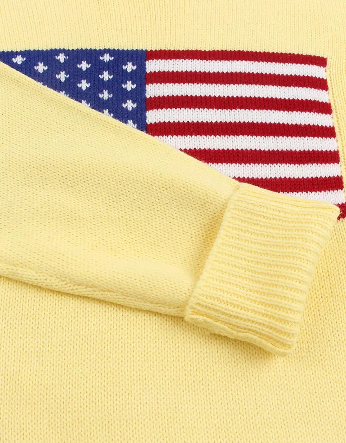 Womens American Flag Sweater Long Sleeve Crew Neck Knitted Casual Pullover Sweater
