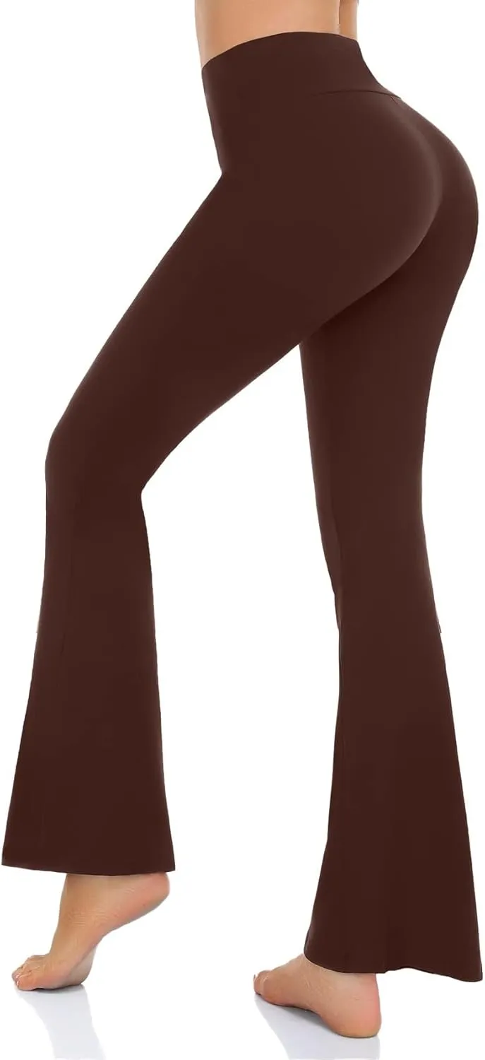 Womens Bootcut Yoga Pants Tummy Control Flare Leggings High Waist Crossover Lounge Bell Bottom Jazz Dress Baseball Pants