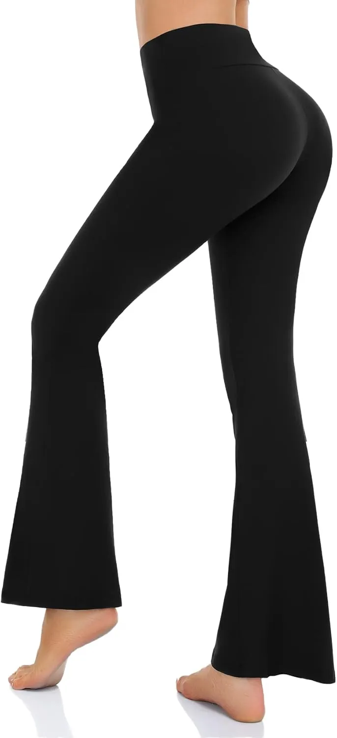 Womens Bootcut Yoga Pants Tummy Control Flare Leggings High Waist Crossover Lounge Bell Bottom Jazz Dress Baseball Pants
