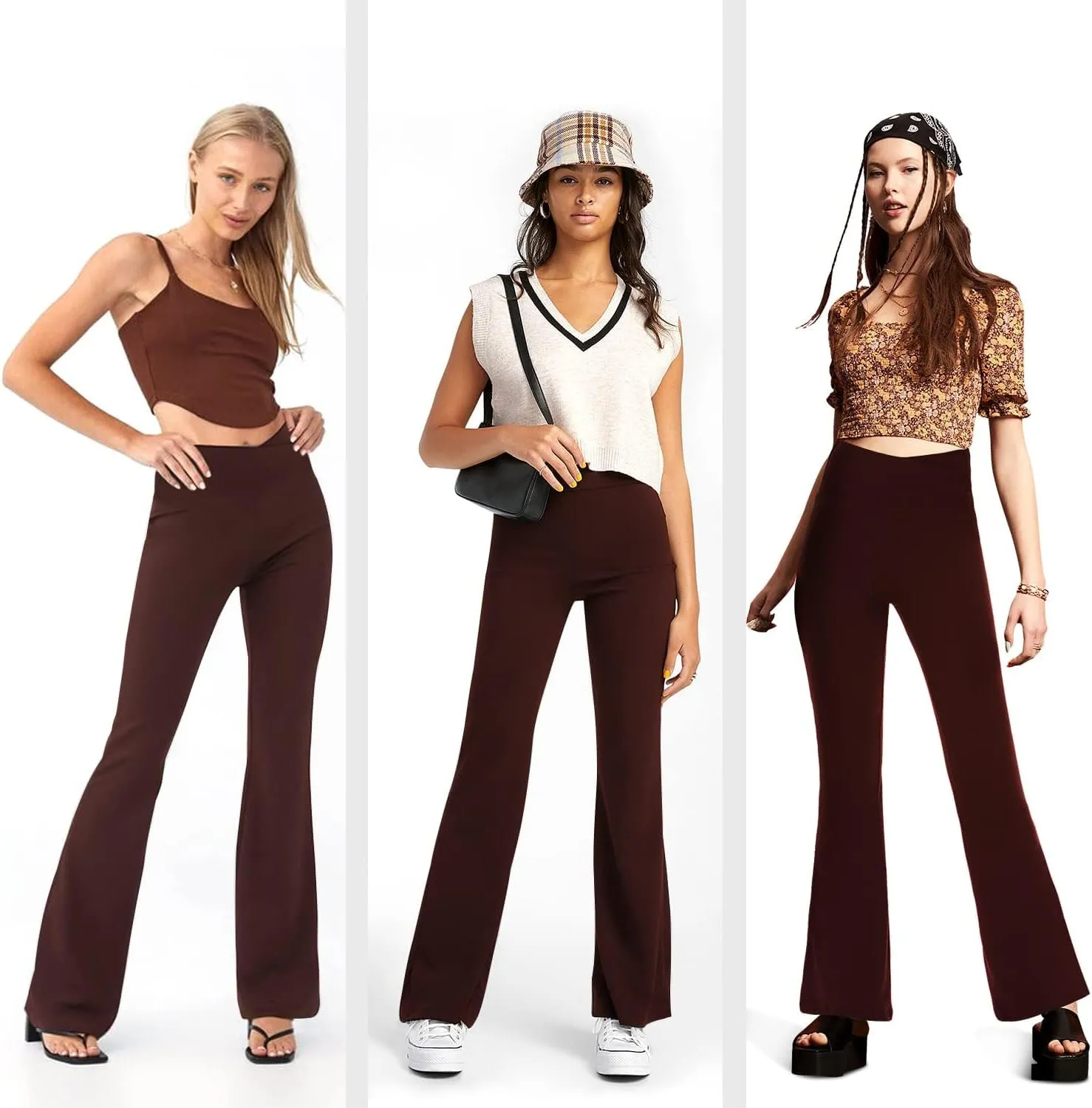Womens Bootcut Yoga Pants Tummy Control Flare Leggings High Waist Crossover Lounge Bell Bottom Jazz Dress Baseball Pants