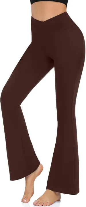 Womens Bootcut Yoga Pants Tummy Control Flare Leggings High Waist Crossover Lounge Bell Bottom Jazz Dress Baseball Pants
