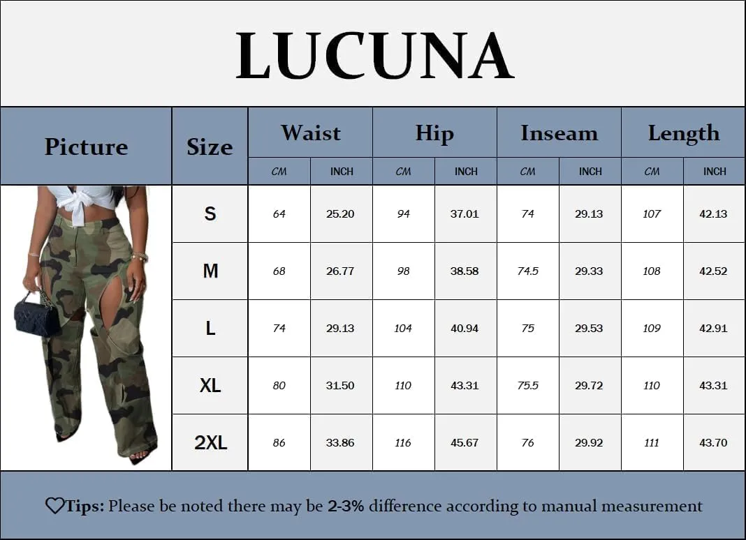 Women's Camo Cargo Pants High Waist Y2K Baggy Cut Out Straight Leg Casual Trousers Streetwear