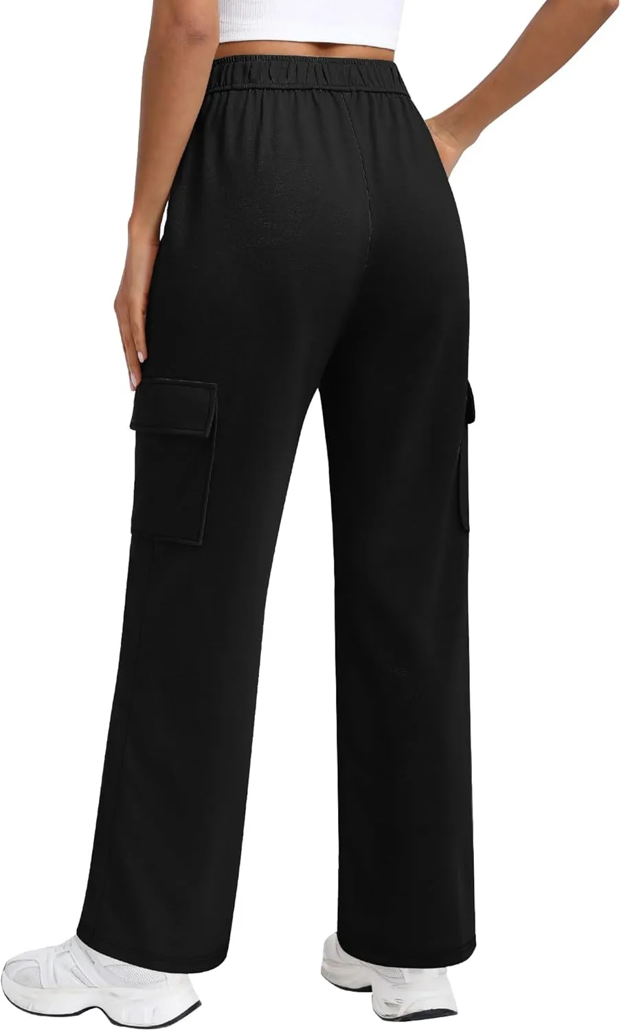 Women's Cargo Sweatpants with Pockets, High Waist Wide Leg Hiking Pants Casual Baggy Athletic Joggers Winter Fall