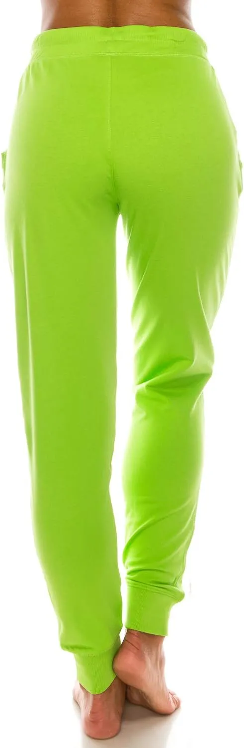 Womens Cotton Blend Jogger Sweatpants with Pockets Lounge Wear Tapered Active Yoga Casual Travel Pants