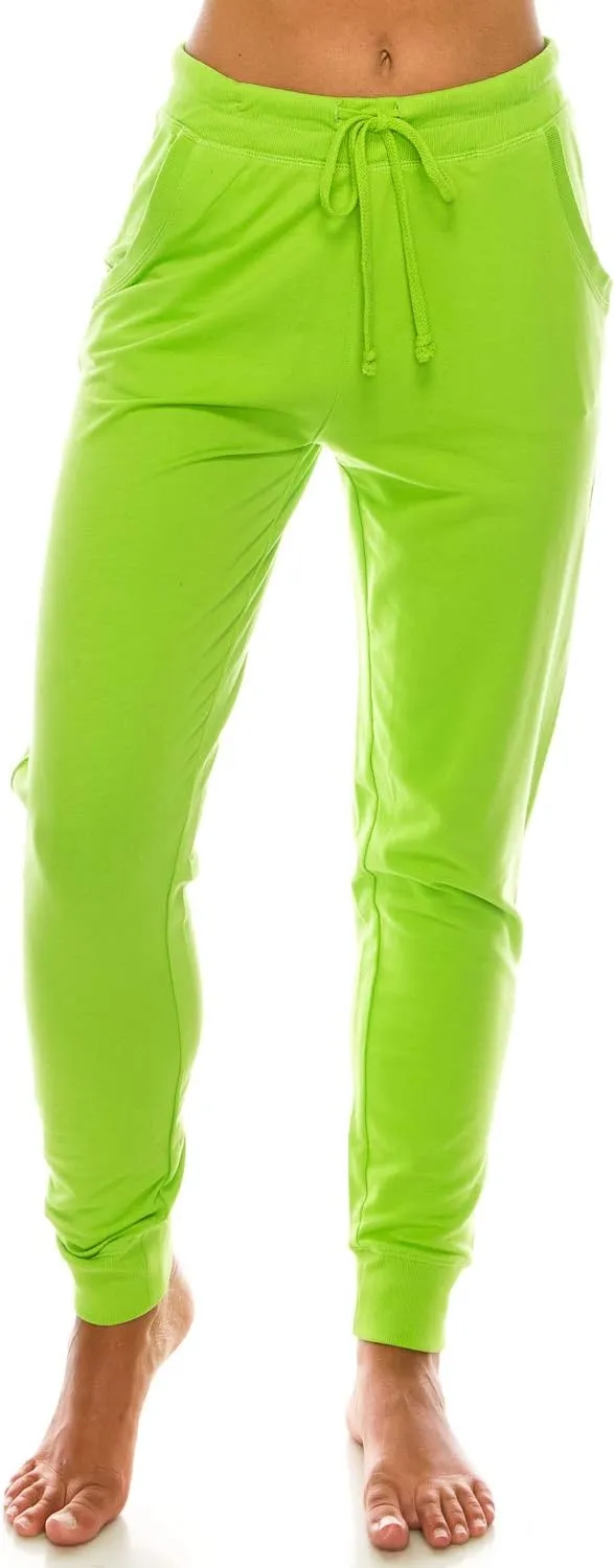 Womens Cotton Blend Jogger Sweatpants with Pockets Lounge Wear Tapered Active Yoga Casual Travel Pants