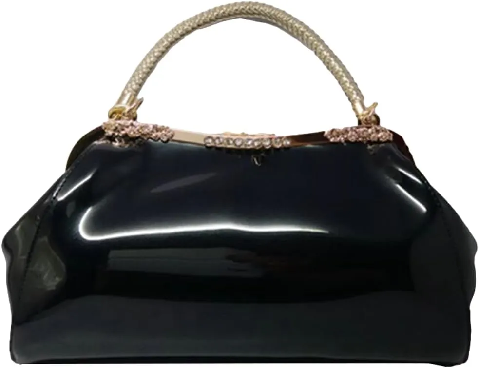 Womens Glossy Patent Leather Clutch Handbag Designer Luxury Tote Shoulder Bag Large Wedding Evening Purses