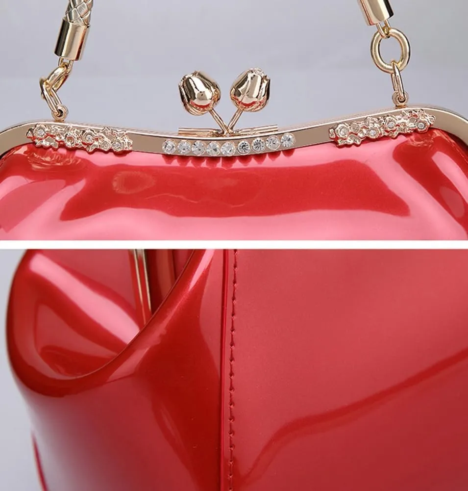 Womens Glossy Patent Leather Clutch Handbag Designer Luxury Tote Shoulder Bag Large Wedding Evening Purses