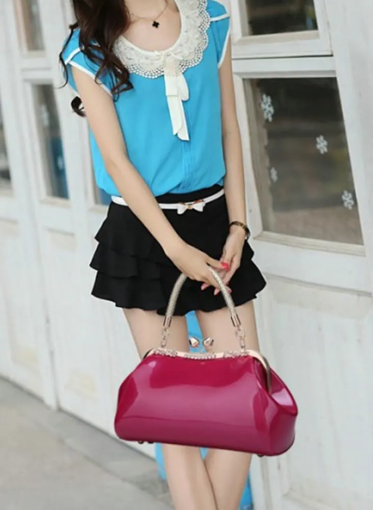 Womens Glossy Patent Leather Clutch Handbag Designer Luxury Tote Shoulder Bag Large Wedding Evening Purses
