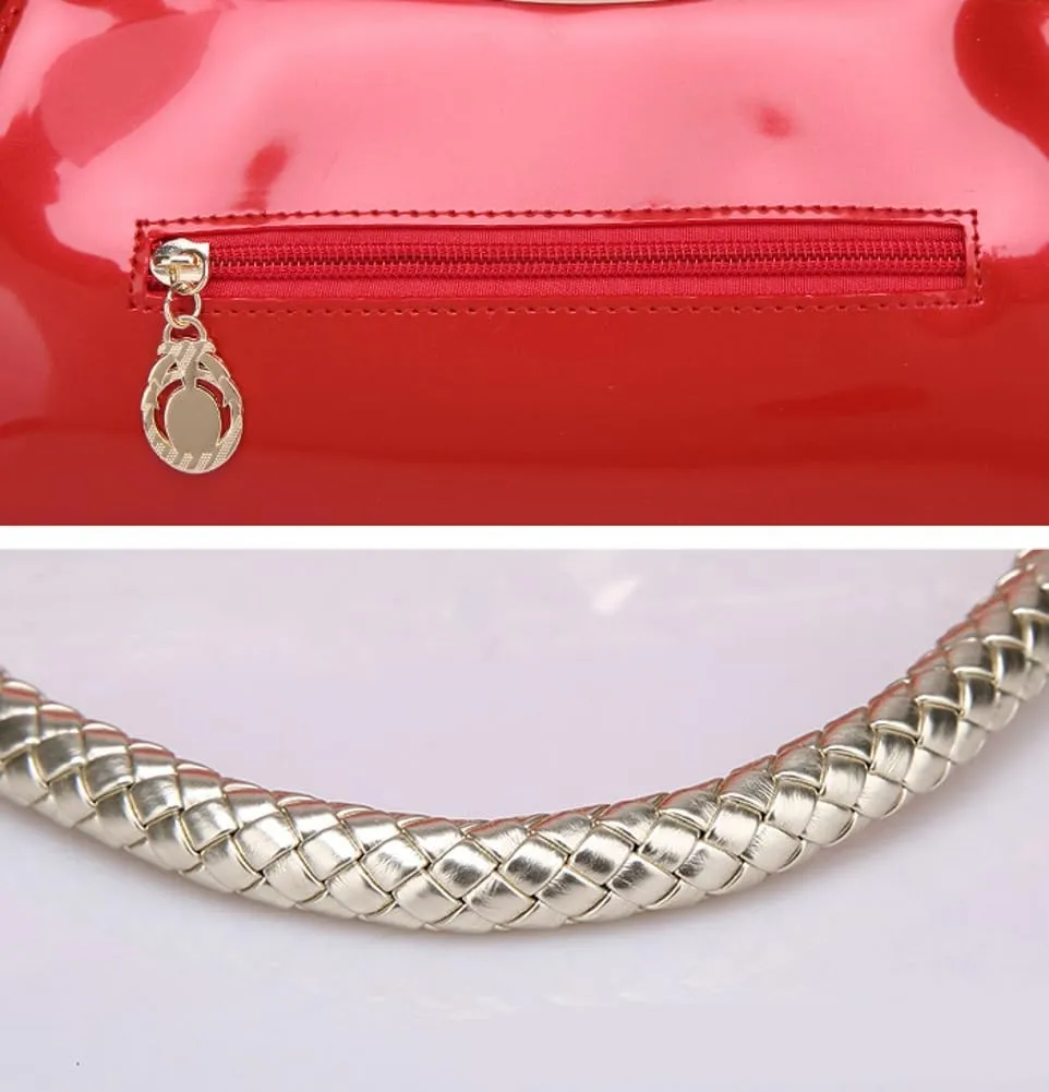 Womens Glossy Patent Leather Clutch Handbag Designer Luxury Tote Shoulder Bag Large Wedding Evening Purses