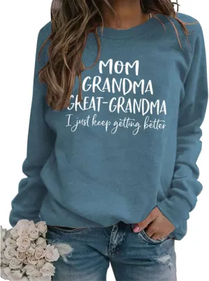 Womens Great Grandma Sweatshirt Fleece Lined Crewneck Long Sleeve Gigi Gift Inspirational Saying Tops