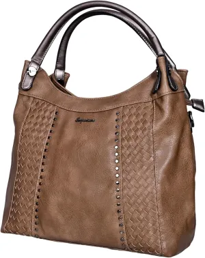 Womens Hobo Bag  Large Vegan Leather Shoulder Purse with Woven Texture, Stud Accents & tote bag for women