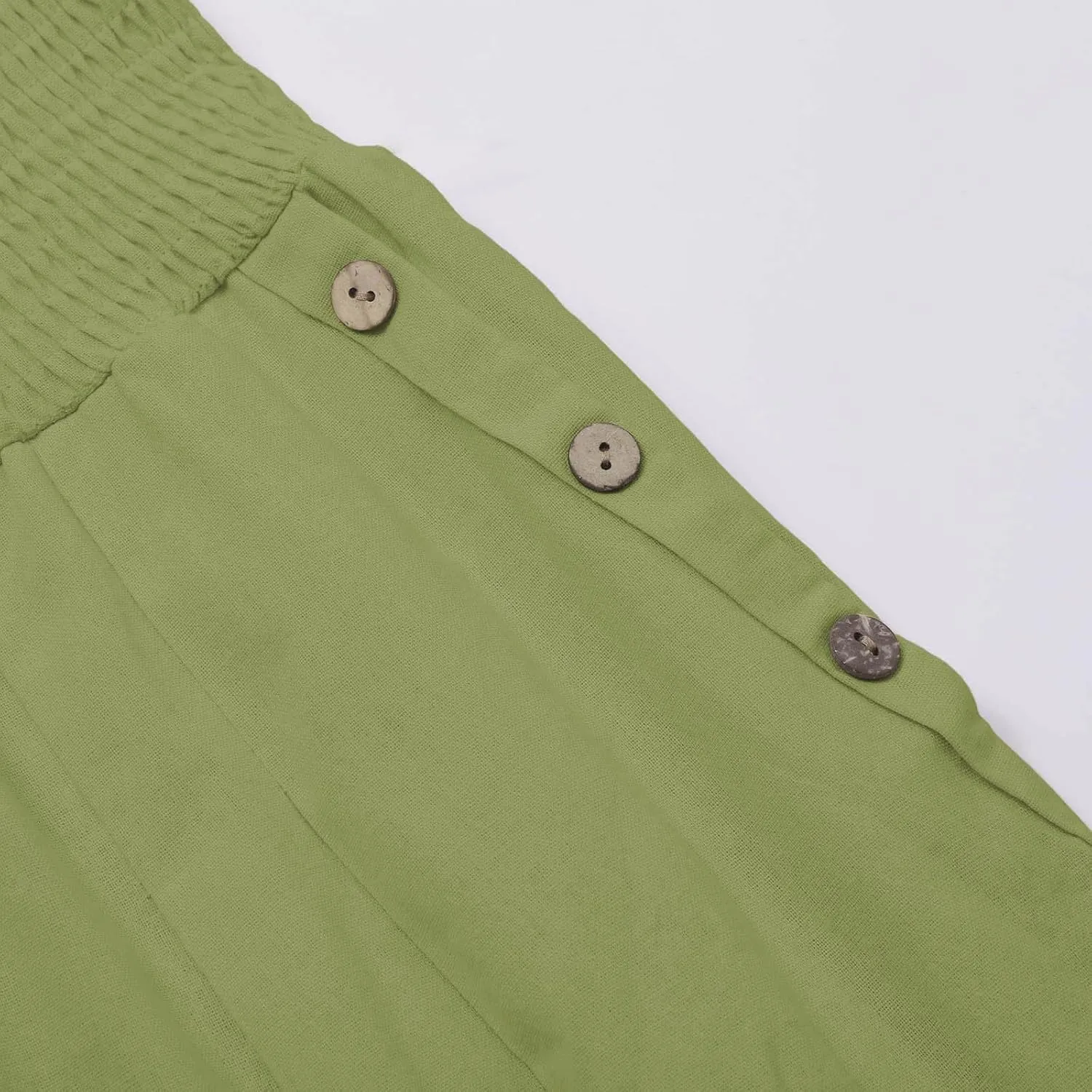 Womens Linen Pants 2025 Summer Trendy Wide Leg High Waist Palazzo Trousers Casual Smocked Flowy Beach Trousers