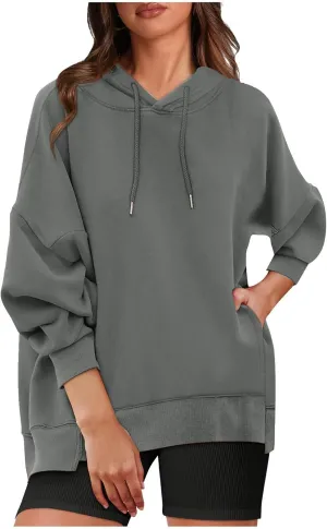 Women's Oversize Hoodies Fleece Long Sleeve Shirts Drawstring Pullover Tops Fall Casual Sweatshirts with Pocket