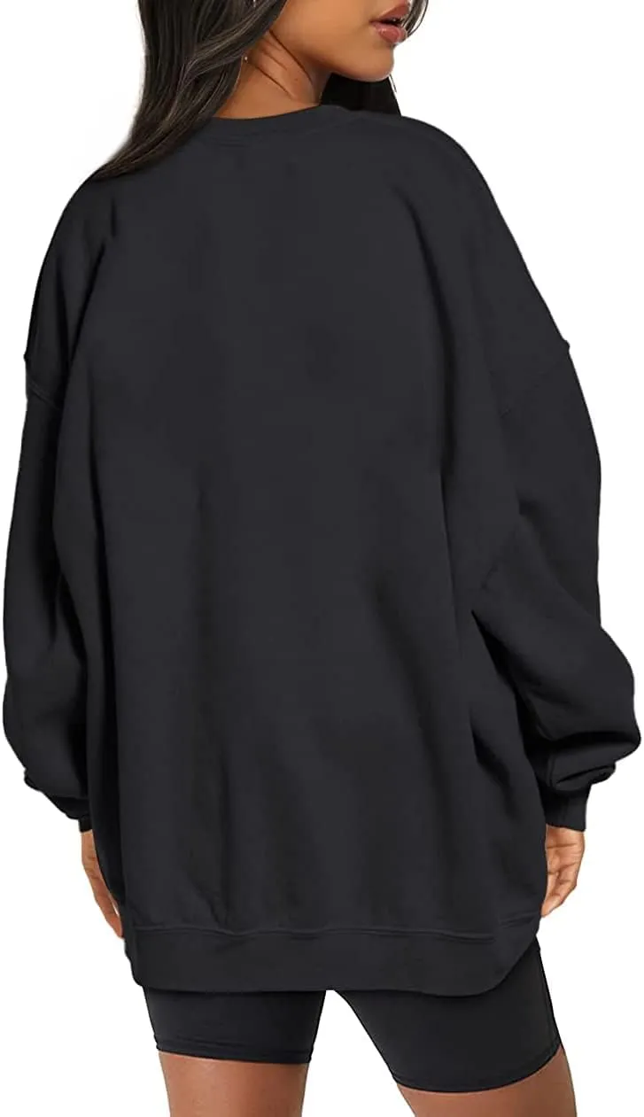 Women's Oversized Fleece Sweatshirts Long Sleeve Crew Neck Pullover Sweatshirt Casual Hoodie Tops
