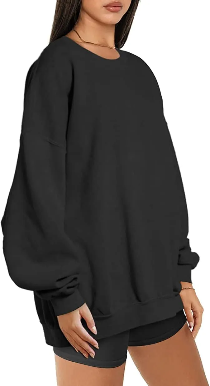 Women's Oversized Fleece Sweatshirts Long Sleeve Crew Neck Pullover Sweatshirt Casual Hoodie Tops