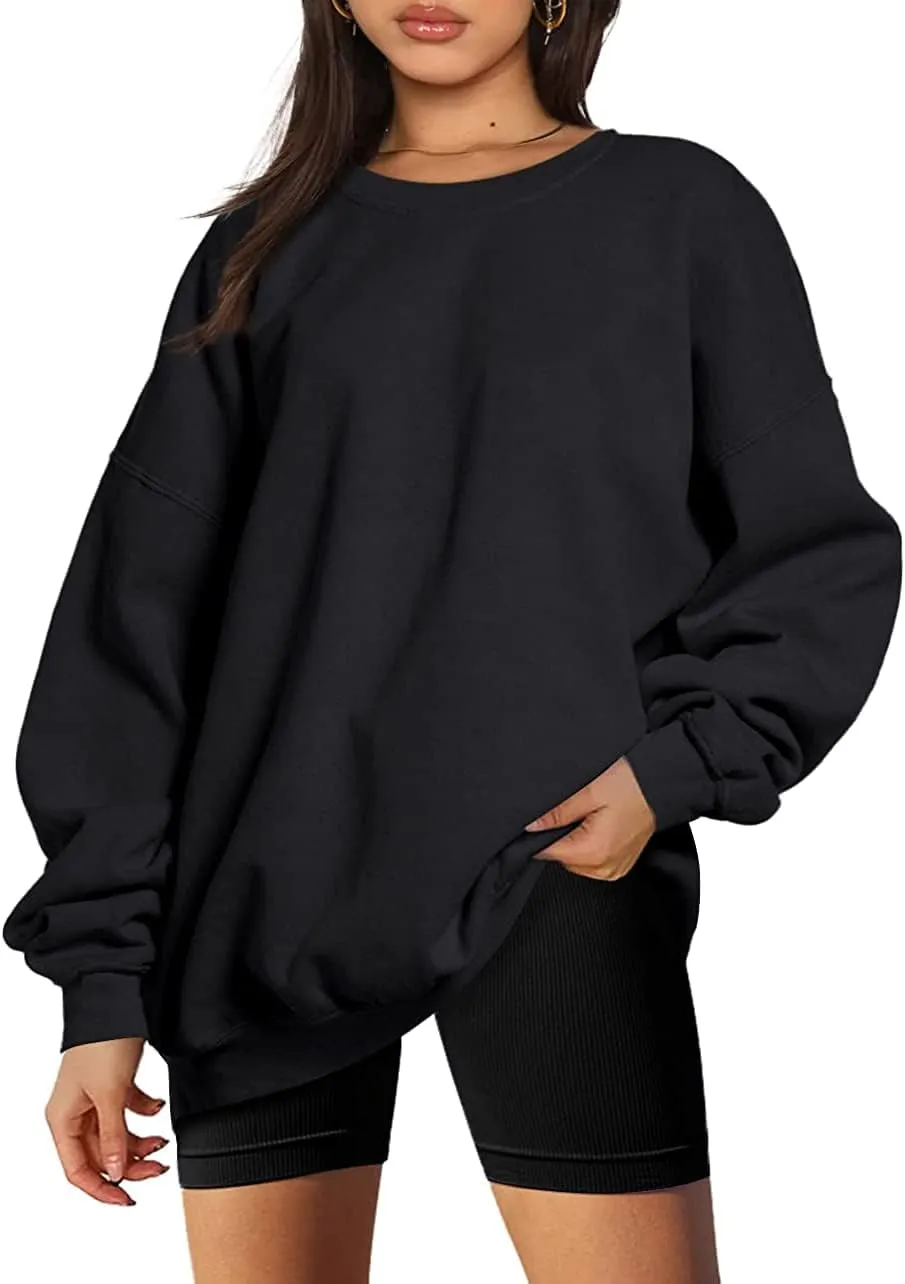 Women's Oversized Fleece Sweatshirts Long Sleeve Crew Neck Pullover Sweatshirt Casual Hoodie Tops