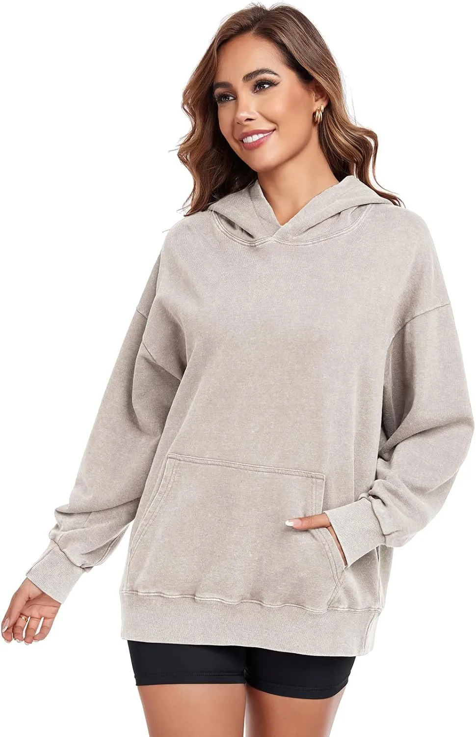 Women's Oversized Hoodies Sweatshirts Vintage Acid Wash Cotton Baggy Spring Fall Outfits Pullover Tops