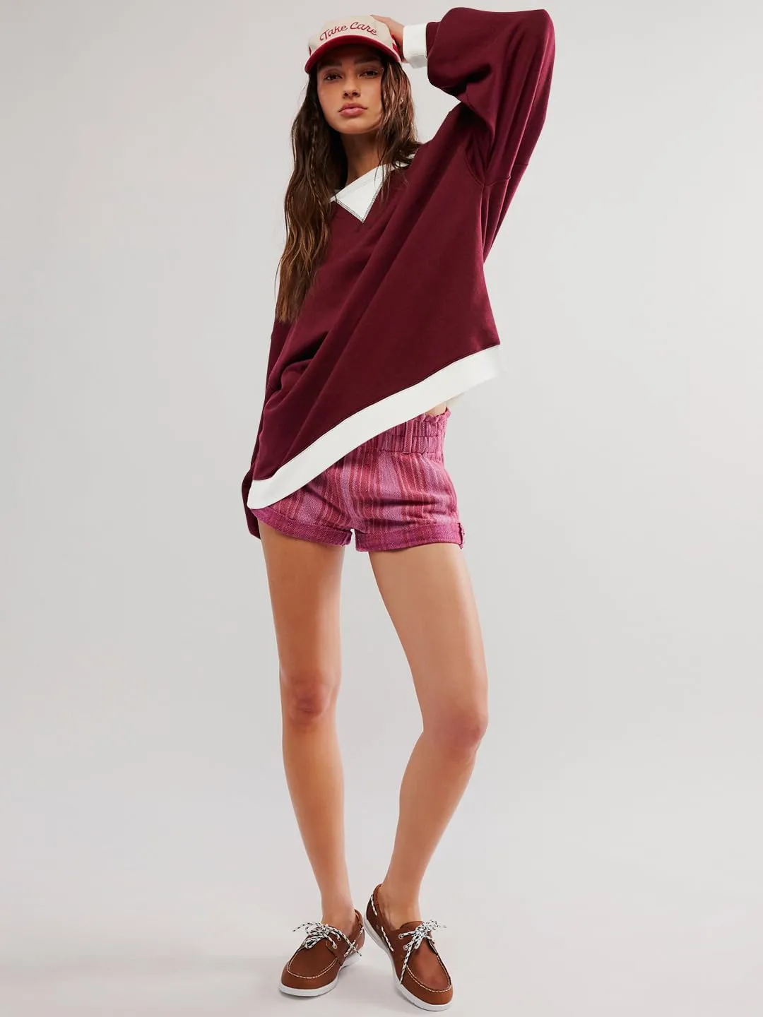 Women's Oversized Sweatshirt Casual Crewneck Shirt Long Sleeve Color block Pullover Tunic Tops