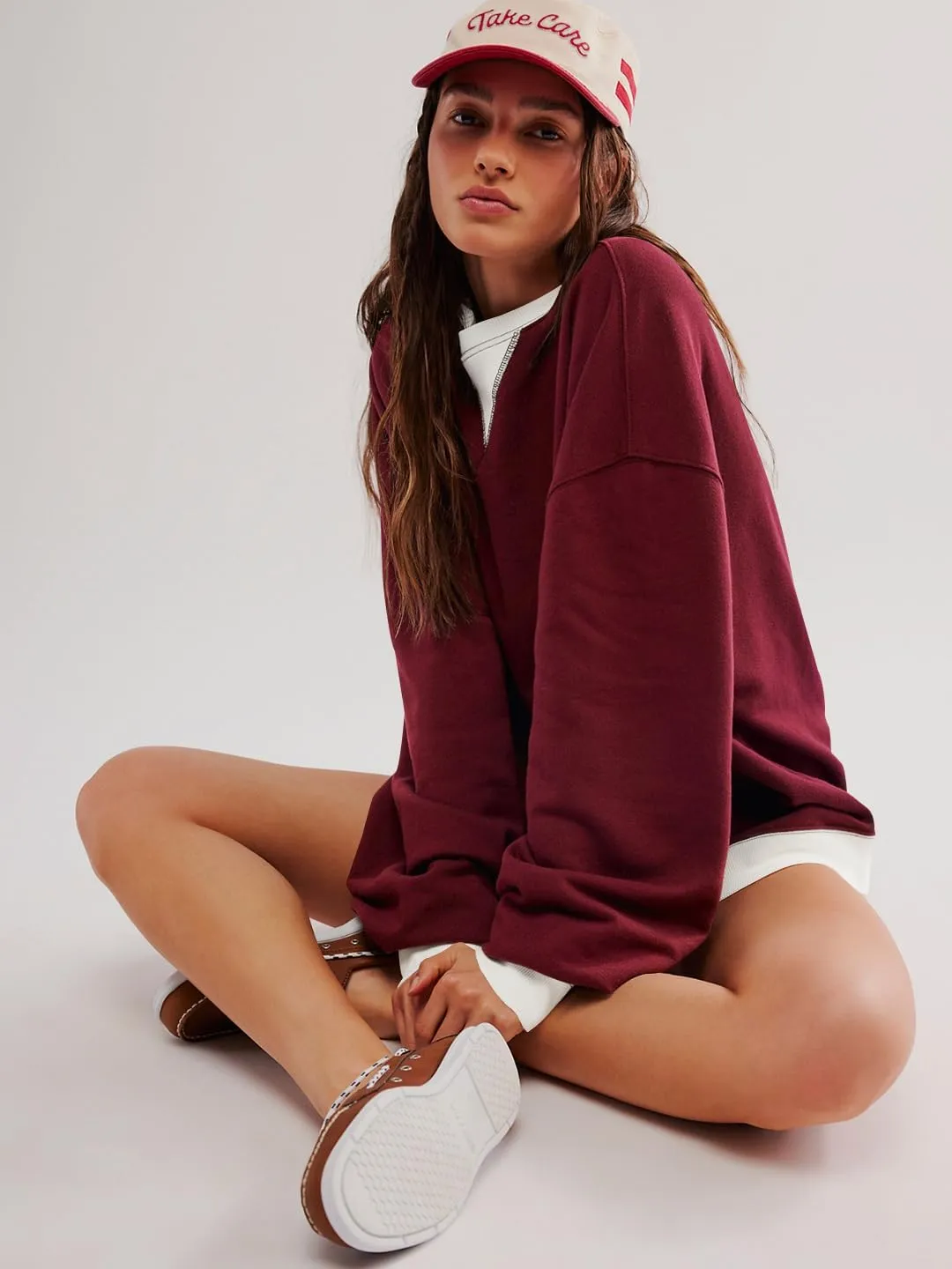 Women's Oversized Sweatshirt Casual Crewneck Shirt Long Sleeve Color block Pullover Tunic Tops