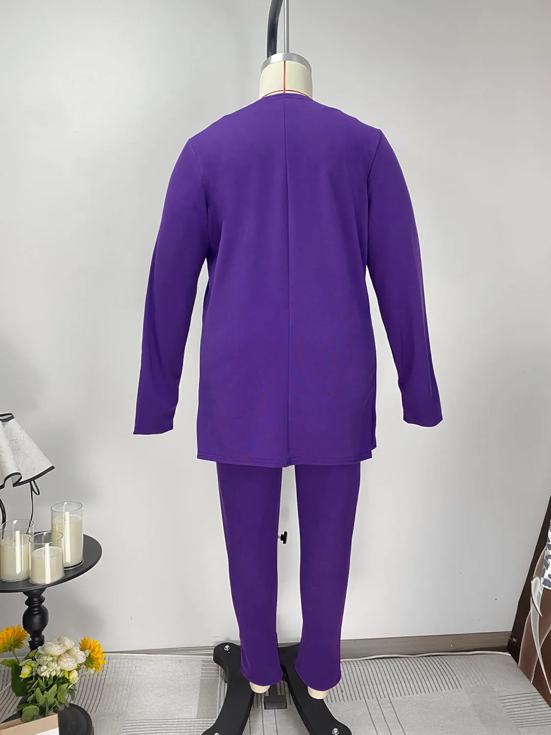 Women's Plus Size 2 Piece Outfits Open Front Blazer and High Waisted Long Pant Suit Set Business Loungewear