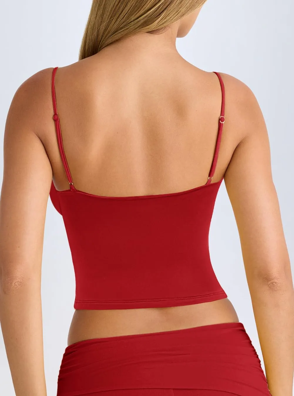 Women's Sexy Lace V Neck Spaghetti Strap Tank Top Sleeveless Double Lined Fitted Going Out Camisole Tops