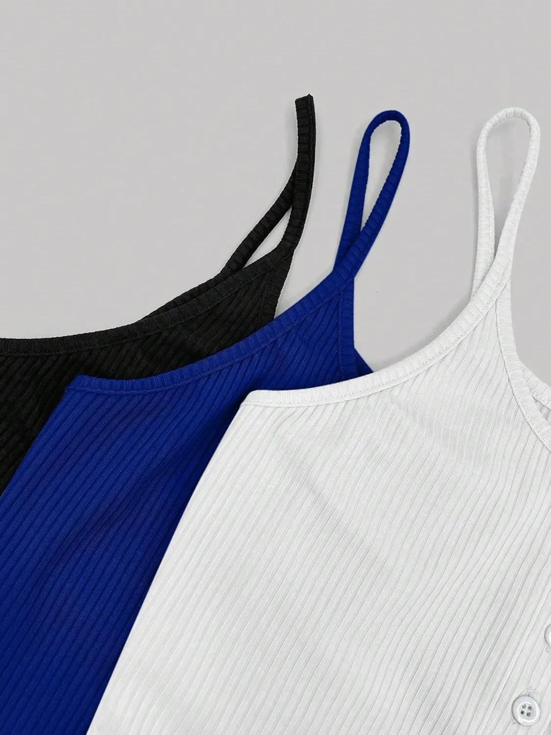 Womens Sleeveless Camisole Tank Tops Blouse Slimming Spaghetti Strap Casual Button Camisole