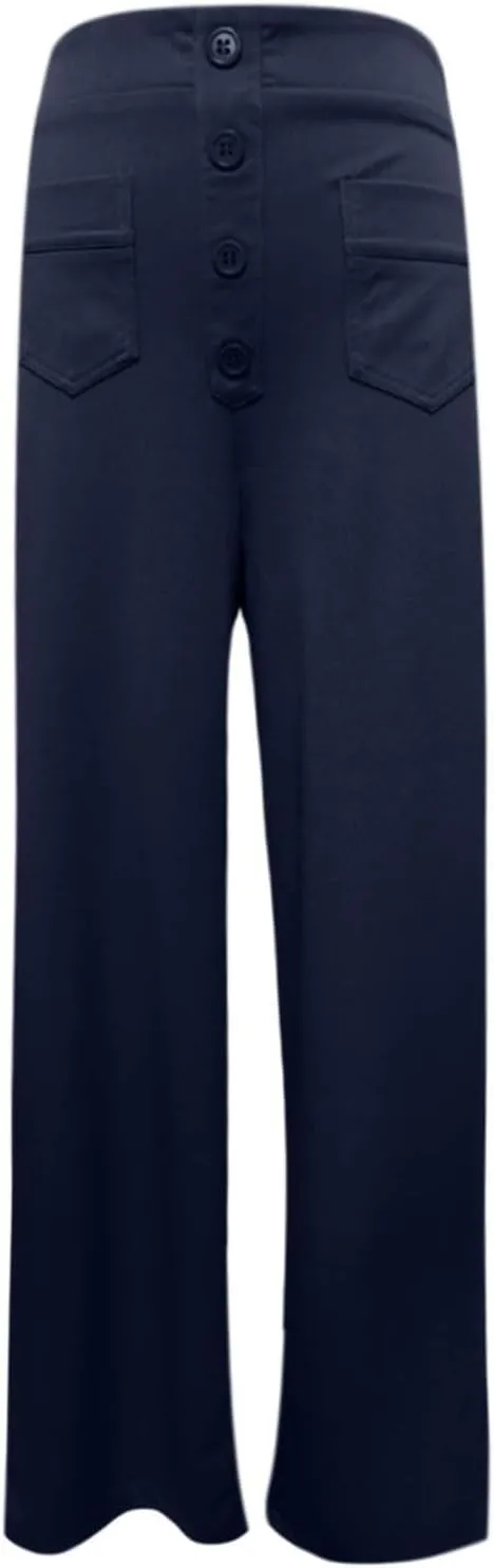 Women's Spring 2025 Dress Pants High Waist Straight Leg Pants Button Down Bottoms Work Pants Trousers with Pockets