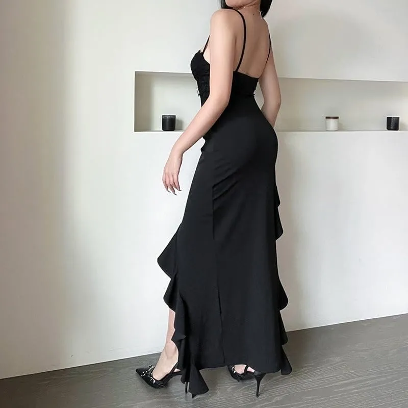 Women's Temperament Dress, Casual and Sexy Strapless Printed Long Skirt