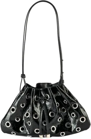 Womens Trendy Shoulder Bags Small Drawstring Bucket Satchel Hollow Rivet Handbags Vegan Leather Y2k Tote Purses