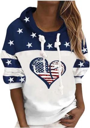 Women's USA Flag blessed Sweatshirt,Casual Striped Print Pullover Zip American Patriotic Pullover Sweater