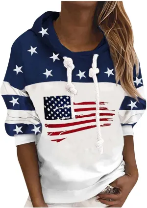 Women's USA Flag blessed Sweatshirt,Casual Striped Print Pullover Zip American Patriotic Pullover Sweater
