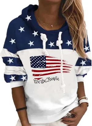 Women's USA Flag blessed Sweatshirt,Casual Striped Print Pullover Zip American Patriotic Pullover Sweater