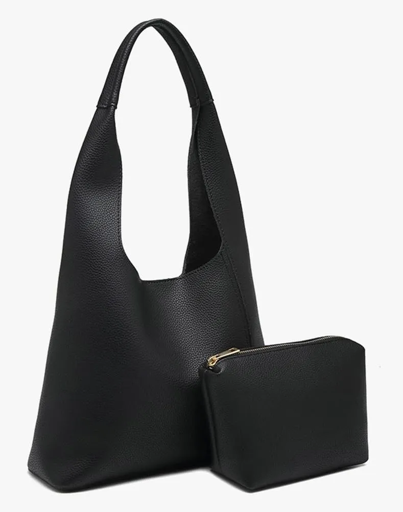 Womens Vegan Leather Shoulder Bag Large Bucket Tote Purse Handbag Casual Work Ladies Top Handle Satchel 2pcs