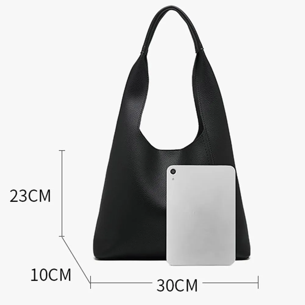 Womens Vegan Leather Shoulder Bag Large Bucket Tote Purse Handbag Casual Work Ladies Top Handle Satchel 2pcs