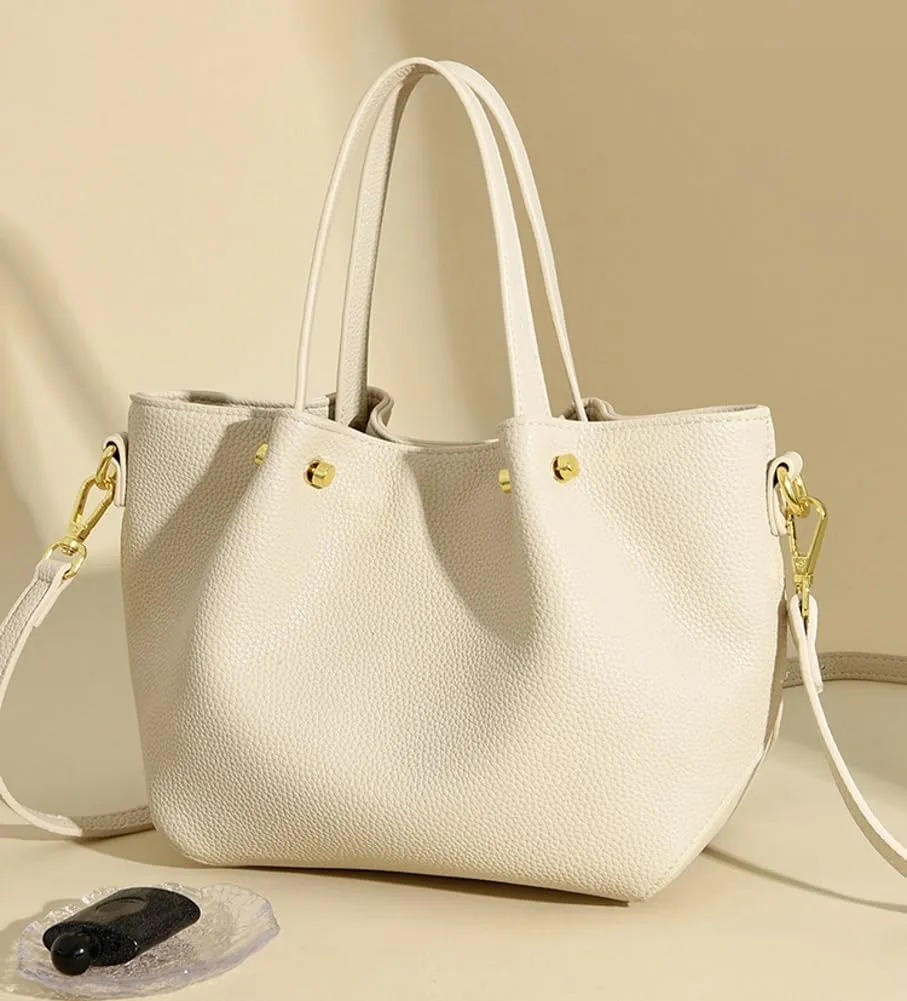 Womens Vegen Leather Crossbody Bags Trendy 2pcs Bucket Handbag Small Shoulder Tote Purse Satchel Wallet Set