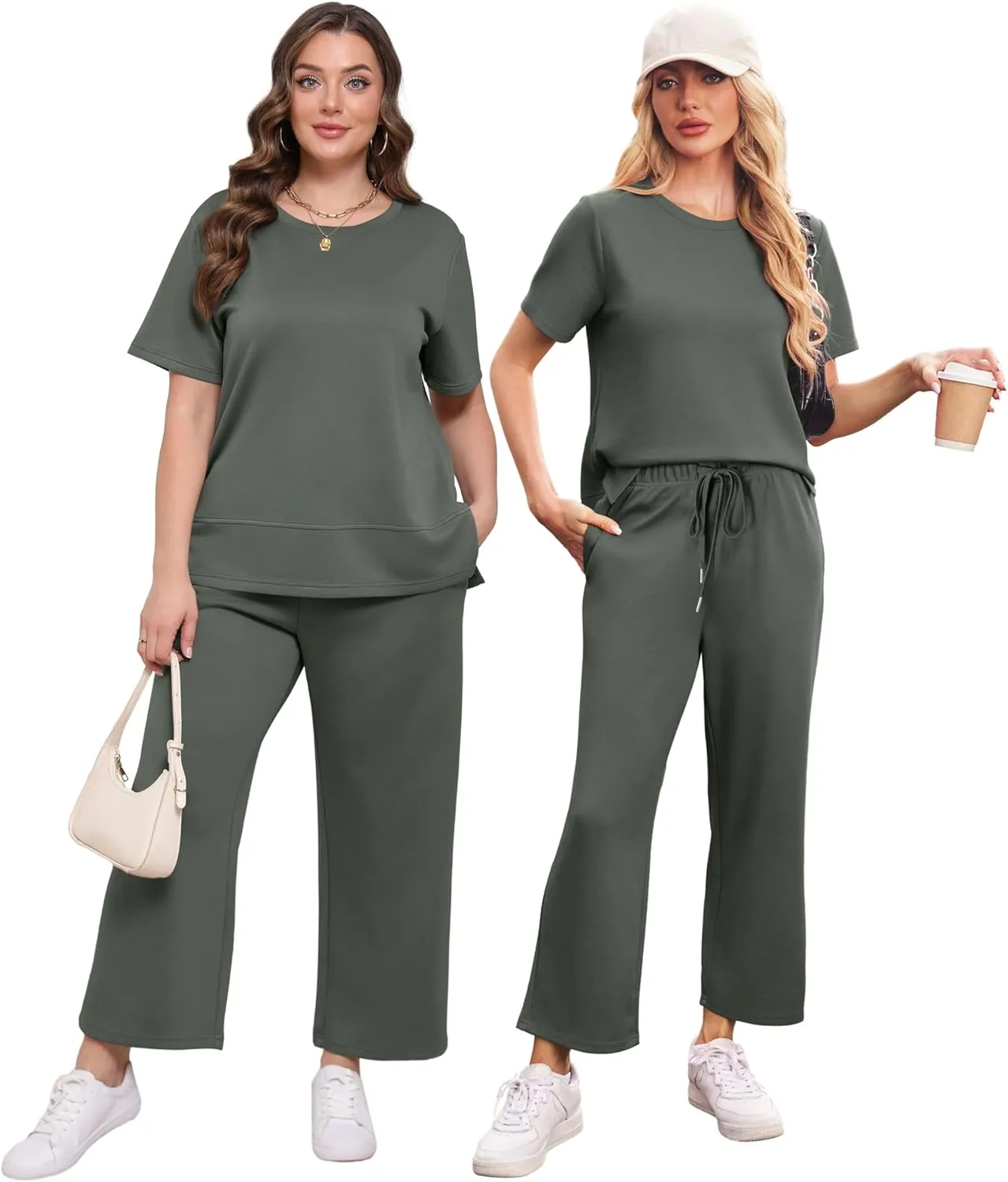 XIEERDUO Women's 2 Piece Lounge Set Fashion Travel Outfits Vacation Tracksuit Comfy Wide Leg Airport Loungewear S-3XL