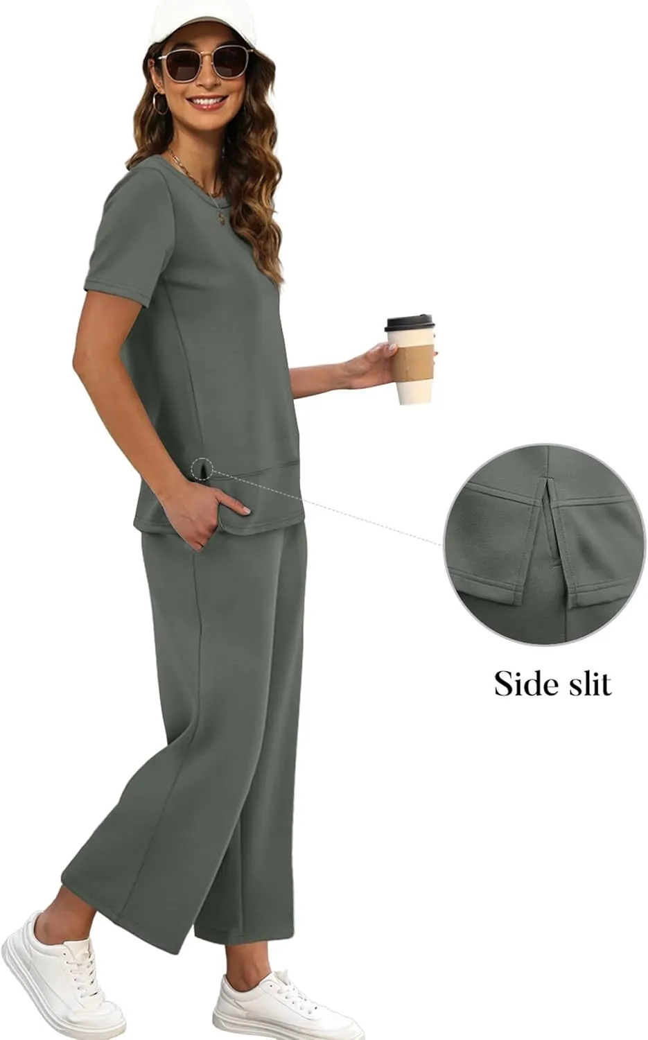 XIEERDUO Women's 2 Piece Lounge Set Fashion Travel Outfits Vacation Tracksuit Comfy Wide Leg Airport Loungewear S-3XL